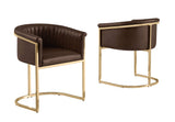 SC014L Modern Leathaire Accent Dining Chair with Channel Tufted Back, Wrap-Around Gold Frame & Sled Base by Quality Living Furniture