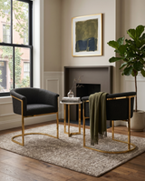 SC014 Modern Boucle Accent Dining Chair with Wrap-Around Gold Frame & Sled Base