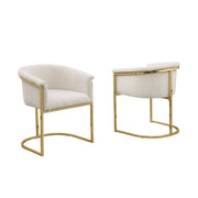 SC014 Modern Boucle Accent Dining Chair with Wrap-Around Gold Frame & Sled Base