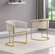 SC014 Modern Boucle Accent Dining Chair with Wrap-Around Gold Frame & Sled Base