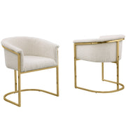 SC010-7, CH010-7, & BS010-7: Modern Boucle Fabric Chairs with U-Shaped Chrome Legs (Set of 2)