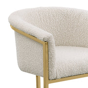 SC014 Modern Boucle Accent Dining Chair with Wrap-Around Gold Frame & Sled Base