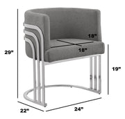 SC020 Modern Teddy Fabric Accent Dining Chair with Triple-Rail Chrome Frame & Sled Base