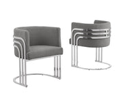 SC020 Modern Teddy Fabric Accent Dining Chair with Triple-Rail Chrome Frame & Sled Base