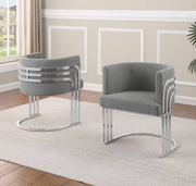 SC020 Modern Teddy Fabric Accent Dining Chair with Triple-Rail Chrome Frame & Sled Base