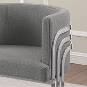 SC020 Modern Teddy Fabric Accent Dining Chair with Triple-Rail Chrome Frame & Sled Base