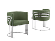 SC020 Modern Teddy Fabric Accent Dining Chair with Triple-Rail Chrome Frame & Sled Base