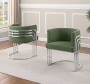 SC020 Modern Teddy Fabric Accent Dining Chair with Triple-Rail Chrome Frame & Sled Base