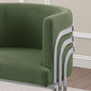 SC020 Modern Teddy Fabric Accent Dining Chair with Triple-Rail Chrome Frame & Sled Base