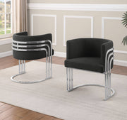 SC020 Modern Teddy Fabric Accent Dining Chair with Triple-Rail Chrome Frame & Sled Base