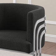 SC020 Modern Teddy Fabric Accent Dining Chair with Triple-Rail Chrome Frame & Sled Base