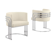 SC020 Modern Teddy Fabric Accent Dining Chair with Triple-Rail Chrome Frame & Sled Base