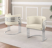 SC020 Modern Teddy Fabric Accent Dining Chair with Triple-Rail Chrome Frame & Sled Base