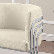 SC020 Modern Teddy Fabric Accent Dining Chair with Triple-Rail Chrome Frame & Sled Base