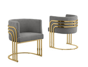 SC024 Modern Teddy Fabric Accent Dining Chair with Triple-Rail Gold Frame & Sled Base