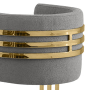 SC024 Modern Teddy Fabric Accent Dining Chair with Triple-Rail Gold Frame & Sled Base
