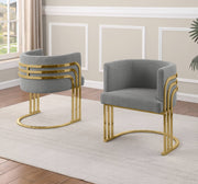 SC024 Modern Teddy Fabric Accent Dining Chair with Triple-Rail Gold Frame & Sled Base