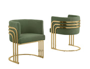 SC024 Modern Teddy Fabric Accent Dining Chair with Triple-Rail Gold Frame & Sled Base