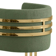 SC024 Modern Teddy Fabric Accent Dining Chair with Triple-Rail Gold Frame & Sled Base