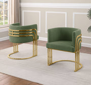 SC024 Modern Teddy Fabric Accent Dining Chair with Triple-Rail Gold Frame & Sled Base