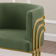 SC024 Modern Teddy Fabric Accent Dining Chair with Triple-Rail Gold Frame & Sled Base