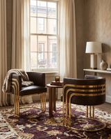 SC024L Modern Leathaire Accent Dining Chair with Channel Tufted Back, Triple-Rail Gold Frame & Sled Base