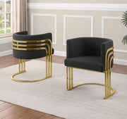 SC024 Modern Teddy Fabric Accent Dining Chair with Triple-Rail Gold Frame & Sled Base