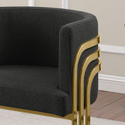 SC024 Modern Teddy Fabric Accent Dining Chair with Triple-Rail Gold Frame & Sled Base