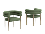 SC03 Plush Deco Modern Teddy Fabric Accent Chair, Curved Barrel Back Dining Chair with Gold Chrome Legs