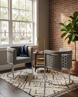 SC030 Modern Teddy Fabric Barrel Accent Chair with Chrome Honeycomb Back & U-Shaped Cantilever Base