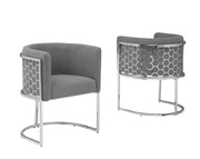 SC030 Modern Teddy Fabric Barrel Accent Chair with Chrome Honeycomb Back & U-Shaped Cantilever Base