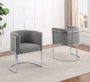 SC030 Modern Teddy Fabric Barrel Accent Chair with Chrome Honeycomb Back & U-Shaped Cantilever Base