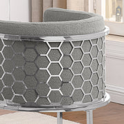 SC030 Modern Teddy Fabric Barrel Accent Chair with Chrome Honeycomb Back & U-Shaped Cantilever Base