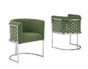 SC030 Modern Teddy Fabric Barrel Accent Chair with Chrome Honeycomb Back & U-Shaped Cantilever Base