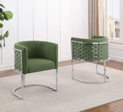 SC030 Modern Teddy Fabric Barrel Accent Chair with Chrome Honeycomb Back & U-Shaped Cantilever Base