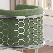 SC030 Modern Teddy Fabric Barrel Accent Chair with Chrome Honeycomb Back & U-Shaped Cantilever Base