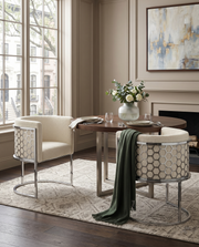 SC030 Modern Teddy Fabric Barrel Accent Chair with Chrome Honeycomb Back & U-Shaped Cantilever Base