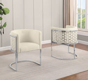 SC030 Modern Teddy Fabric Barrel Accent Chair with Chrome Honeycomb Back & U-Shaped Cantilever Base