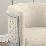 SC030 Modern Teddy Fabric Barrel Accent Chair with Chrome Honeycomb Back & U-Shaped Cantilever Base