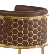 SC034L Modern Leathaire Barrel Accent Chair with Gold Honeycomb Back & U-Shaped Cantilever Base