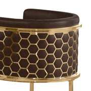 SC034L Modern Leathaire Barrel Accent Chair with Gold Honeycomb Back & U-Shaped Cantilever Base
