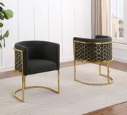 SC034 Modern Dark Gray Teddy Fabric Barrel Accent Chair with U-Shaped Gold Base, Low-Profile Vanity Dining Chair
