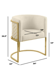 SC034 Modern Dark Gray Teddy Fabric Barrel Accent Chair with U-Shaped Gold Base, Low-Profile Vanity Dining Chair