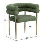 SC03 Plush Deco Modern Teddy Fabric Accent Chair, Curved Barrel Back Dining Chair with Gold Chrome Legs