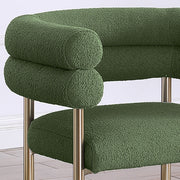 SC03 Plush Deco Modern Teddy Fabric Accent Chair, Curved Barrel Back Dining Chair with Gold Chrome Legs