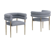 SC03 Plush Deco Modern Teddy Fabric Accent Chair, Curved Barrel Back Dining Chair with Gold Chrome Legs