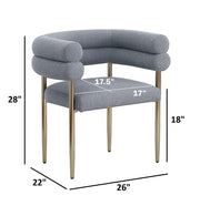 SC03 Plush Deco Modern Teddy Fabric Accent Chair, Curved Barrel Back Dining Chair with Gold Chrome Legs