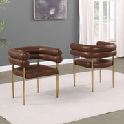 SC04L Avant-Garde Leathaire Accent Dining Chair with Double Tubular Back & Gold Chrome Legs