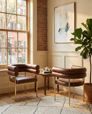 SC04L Avant-Garde Leathaire Accent Dining Chair with Double Tubular Back & Gold Chrome Legs