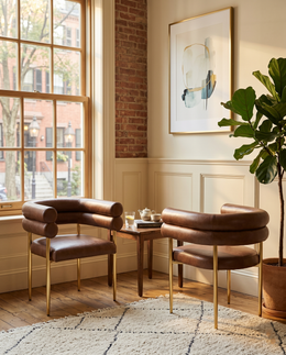 SC04L Avant-Garde Leathaire Accent Dining Chair with Double Tubular Back & Gold Chrome Legs